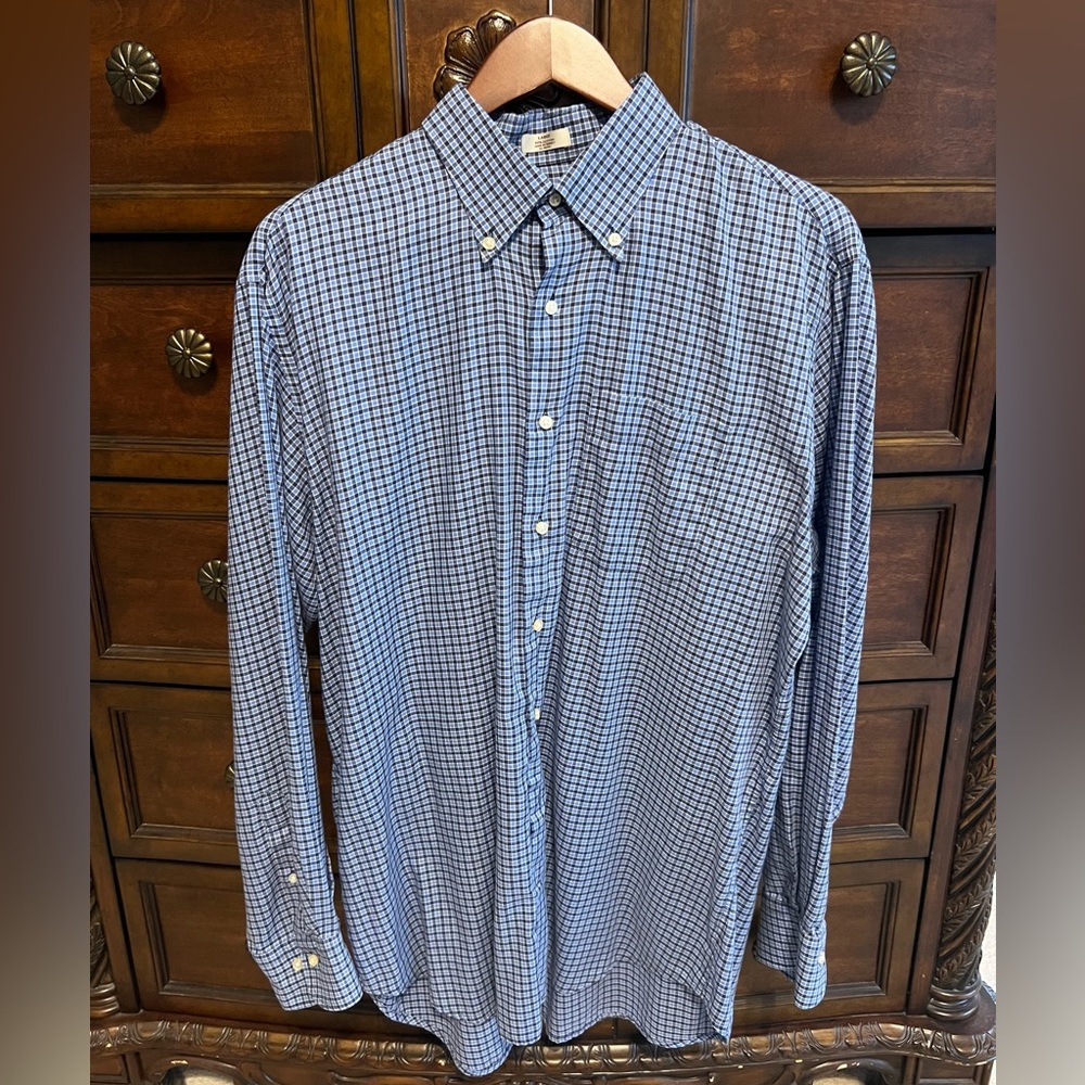 Large Peter Millar dress shirt. Light blue/navy  checked. Excellent condition.